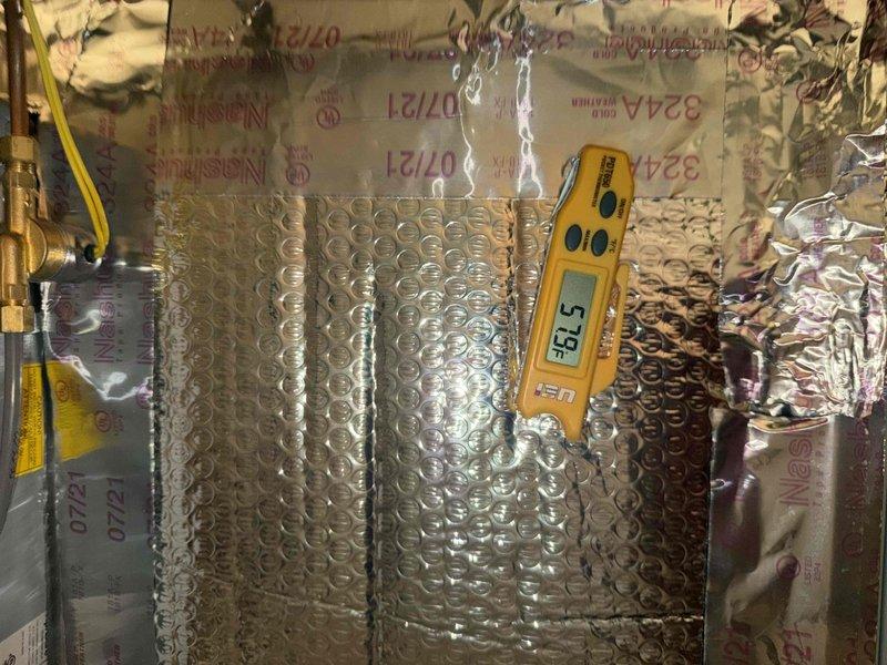 Completed preventative maintenance agreement service on two air conditioning systems. Performed comprehensive inspection of attic-mounted HVAC unit, verifying proper operation of all components, connections, and ductwork integrity. Documented system temperature readings at 57.38°F and confirmed reflective insulation and PVC condensate drainage are functioning correctly. Customer requires 20x25x4 filters which were not included in this service visit.