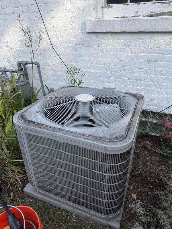 Performed routine maintenance on residential air conditioning system under preventative maintenance agreement. Connected manifold gauge set to measure system pressures and verify proper refrigerant charge levels. Inspected outdoor condenser unit including fan operation, coil condition, and electrical connections to ensure optimal system performance.