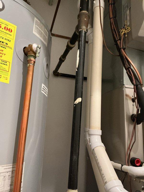 Responded to callback for reported gas odor in utility closet following maintenance performed four weeks prior. Upon arrival, conducted thorough inspection of water heater and associated gas piping connections. Performed leak detection testing on all gas line fittings, unions, and connections using approved methods. Disassembled and inspected multiple pipe fittings and connections that showed signs of potential compromise. Tightened all gas line connections to manufacturer specifications and replaced suspect fittings as necessary. Verified proper installation of water heater components and confirmed all piping, including copper supply lines and PVC venting, met code requirements. Conducted final leak test on entire gas system to ensure no detectable gas presence. Cleared area of gas odor and confirmed safe operation of water heater before completing callback.