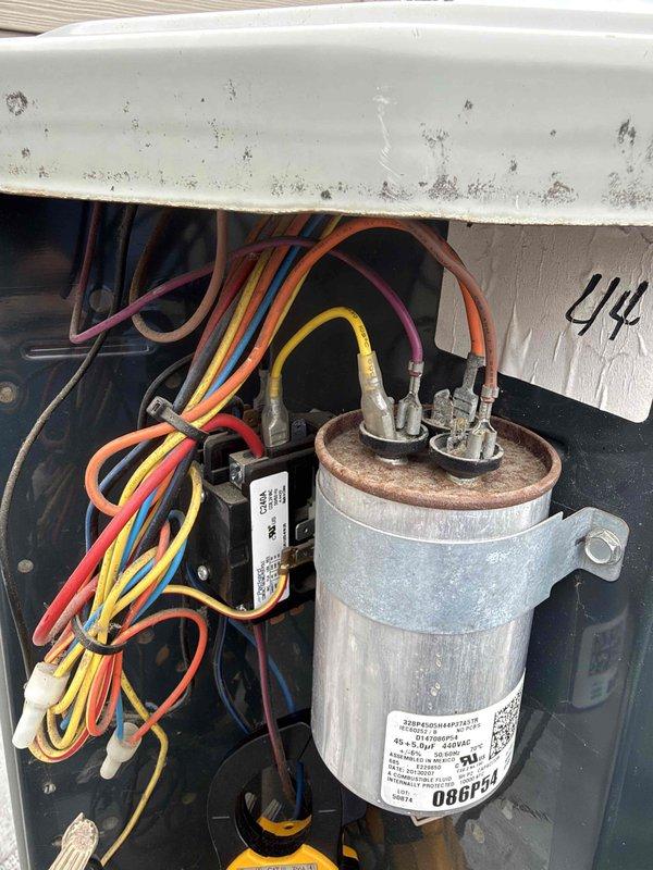 Responded to service callback for first-floor HVAC unit that failed to operate following circuit breaker replacement recommended by previous technician. Upon arrival, performed electrical diagnostics and inspected control circuit components including contactor and capacitor connections. Verified proper wire terminations at contactor terminals, checked capacitor integrity and ratings, and tested electrical continuity through control circuit. Identified root cause of no-start condition, made necessary corrections to restore system operation, and confirmed unit cycling properly with all safety controls functioning as designed.