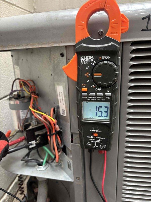 Completed comprehensive maintenance agreement inspection on two air conditioning systems and two furnaces. Performed electrical diagnostics using clamp meter, recording amperage readings to verify proper system operation. Inspected condensate pump assembly, checking for proper drainage function and clearing any blockages. All units operating within normal parameters at time of service.