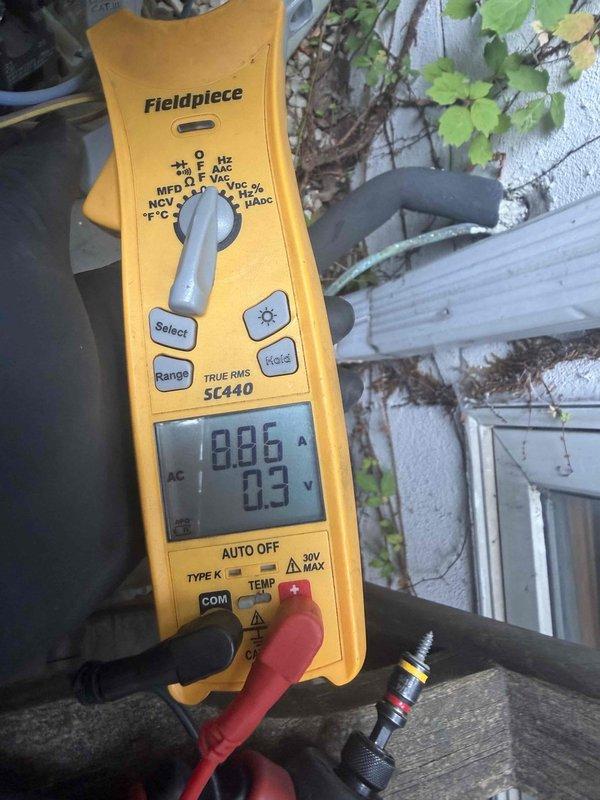 Completed comprehensive maintenance on three air conditioning systems and one hot water heater under service agreement. Performed system diagnostics using digital multimeter to verify electrical parameters and temperature readings on all units. Replaced air filters in multiple sizes (20x25x1, 16x25x4, 20x25x4) as specified in agreement terms. Inspected outdoor condenser unit, confirmed proper operation of fan motor and protective grille, and verified unit stability on mounting pad. All systems tested and operating within normal parameters upon completion.