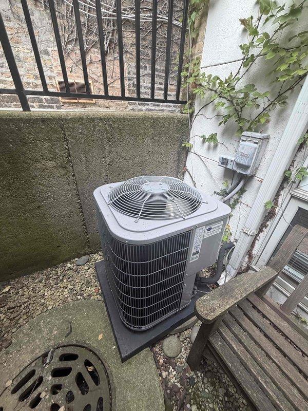 Completed comprehensive maintenance on three air conditioning systems and one hot water heater under service agreement. Performed system diagnostics using digital multimeter to verify electrical parameters and temperature readings on all units. Replaced air filters in multiple sizes (20x25x1, 16x25x4, 20x25x4) as specified in agreement terms. Inspected outdoor condenser unit, confirmed proper operation of fan motor and protective grille, and verified unit stability on mounting pad. All systems tested and operating within normal parameters upon completion.