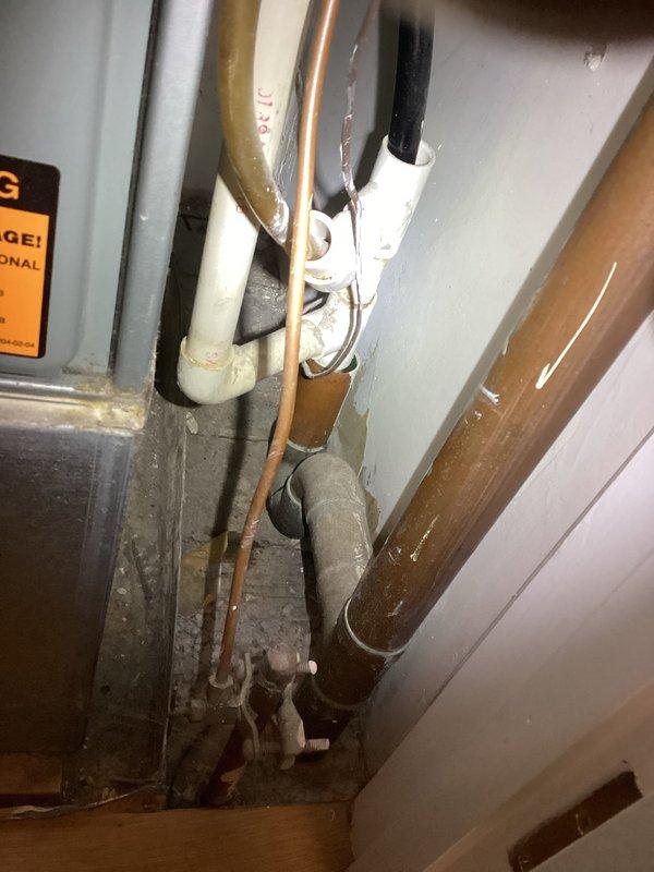 Completed preventive maintenance agreement service on two air conditioning systems. Replaced 16x25x1 air filter and inspected utility connections including copper refrigerant lines, PVC condensate drain, and electrical conduit. All systems operating within normal parameters.