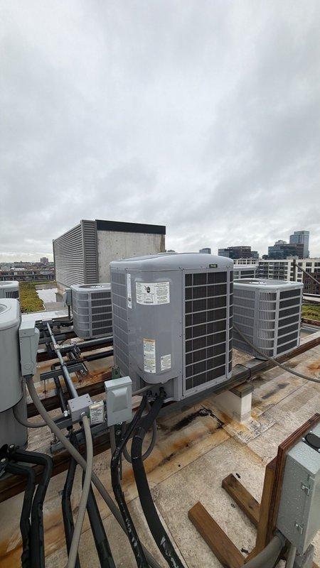 Performed refrigerant leak repair service on rooftop HVAC unit. Added UV dye and refrigerant sealant to system, then recharged unit to proper operating levels. Verified system amperage readings and confirmed equipment returned to normal operation.