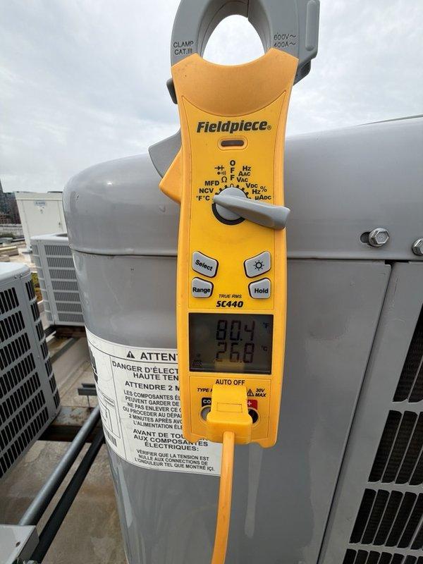 Performed refrigerant leak repair service on rooftop HVAC unit. Added UV dye and refrigerant sealant to system, then recharged unit to proper operating levels. Verified system amperage readings and confirmed equipment returned to normal operation.