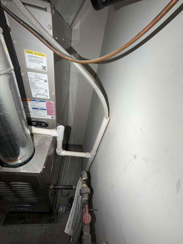 Completed routine HVAC maintenance agreement service including inspection of condenser unit, air handler components, and associated mechanical systems. Performed filter inspection and replacement, verified proper operation of heating equipment, water heater connections, and refrigerant lines, and documented system conditions through photographic records to ensure all components met manufacturer specifications and safety standards.