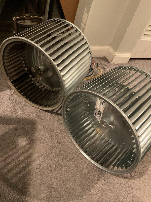 Replaced failed blower wheel assembly on American Standard Freedom single-stage furnace. Removed old blower wheel showing significant dust accumulation and operational wear, installed new replacement unit, and verified proper airflow and system operation upon completion.