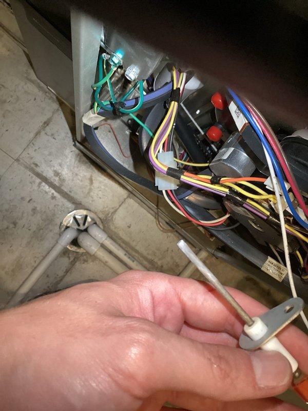Completed comprehensive maintenance inspection and general service on residential furnace and humidifier system under maintenance agreement. Replaced dirty air filter showing significant dust accumulation, inspected and tested flame sensor for proper operation, and verified all electrical connections and safety controls including limit switches and circuit protection devices are functioning correctly.