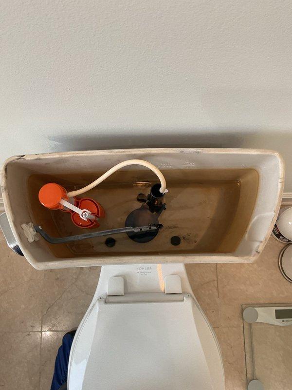Completed comprehensive plumbing inspection of residential property with three bathrooms. Diagnosed continuously running toilet in one bathroom and inspected internal tank components, identifying worn flush valve mechanism and mineral buildup on fill valve assembly affecting proper shutoff. Performed water quality testing using standard test kit to assess overall system condition.