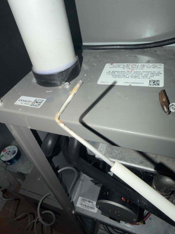 Completed comprehensive maintenance on furnace and humidifier system as part of annual service agreement. Performed thorough inspection of all internal components, including control board, wiring connections, and exhaust venting system. Removed and cleaned flame sensor rod to ensure proper ignition and safe operation. Verified PVC exhaust and intake piping connections are secure with proper sealing at all coupling points. Inspected blower motor assembly and confirmed electrical connections throughout the unit are tight and functioning correctly.