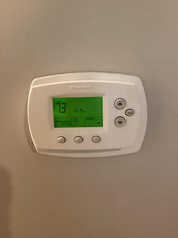 Completed comprehensive maintenance on furnace and humidifier system, including replacement of 16x20x1 air filter and 990-13 humidifier filter. Inspected electronic control board, verified all wire connections and terminals were secure, and confirmed proper operation of heating system. Thermostat tested and displaying correctly at 73 degrees with all system functions operating as designed.