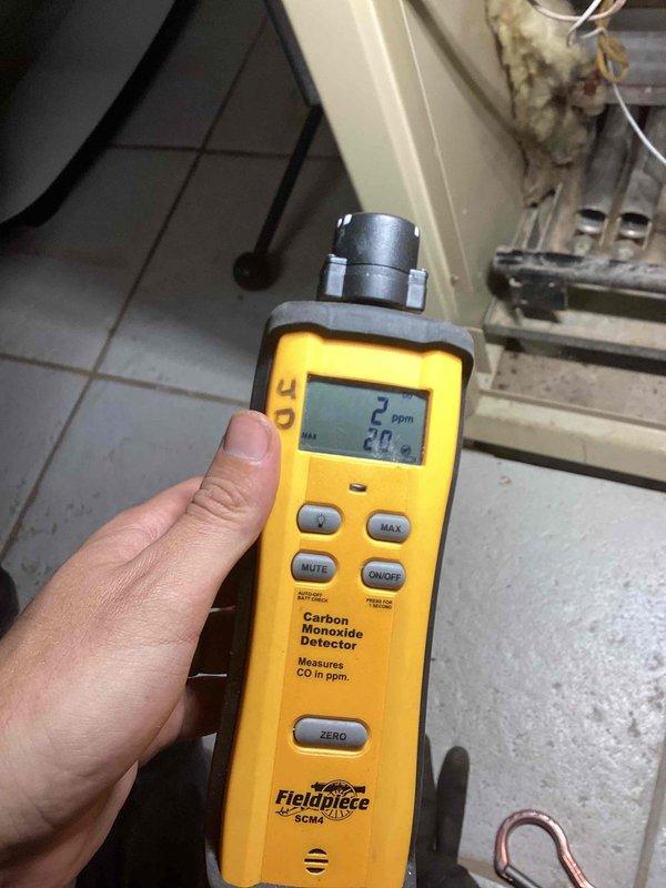 Performed comprehensive maintenance inspection on CC boiler system under agreement terms. Verified operational integrity of all piping connections and components, with particular attention to pressure relief valve assembly and associated black iron piping. Conducted carbon monoxide testing using calibrated digital detector, confirming safe readings at 2 ppm, well within acceptable safety parameters. All system components found to be functioning properly with no deficiencies identified at time of inspection.