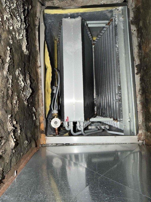 Completed comprehensive maintenance agreement service on residential HVAC system including one furnace and one humidifier unit. Performed thorough inspection of furnace assembly, evaporator coil, and associated components located in basement utility area. Verified proper operation of humidifier system, checked all electrical connections, inspected refrigerant lines and PVC condensate drainage, and confirmed adequate airflow through ductwork. All equipment found operating within manufacturer specifications with no immediate repairs required.