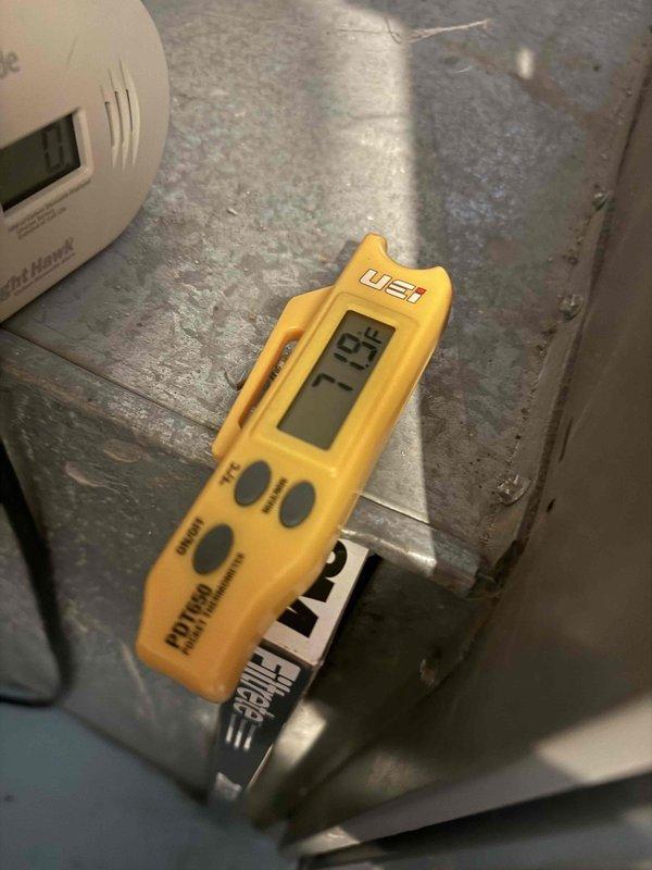 Completed comprehensive maintenance inspection on 16-year-old furnace system, including combustion analysis with digital measuring equipment reading 1.08 (likely CO levels within acceptable range) and verification of carbon monoxide alarm functionality. Replaced air filters with new pleated media filters to ensure proper airflow and system efficiency for continued operation.