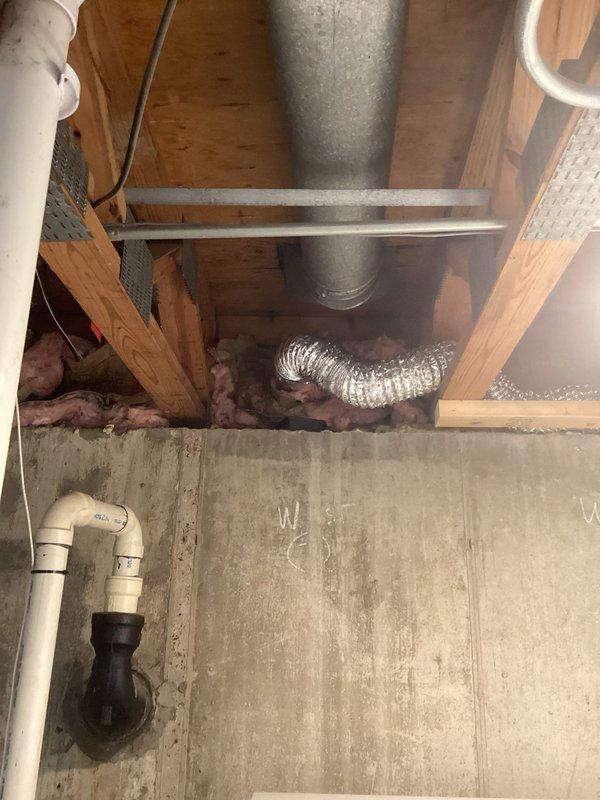 Conducted site inspection for proposed natural gas line installation to service outdoor grill. Evaluated basement routing path through existing mechanical space and identified exterior termination point at patio area adjacent to foundation planting bed. Assessed existing HVAC ductwork, plumbing infrastructure, and floor joist configuration to determine optimal gas line path from interior to exterior penetration point. Documented current conditions including concrete patio surface, foundation access, and proximity to window opening for safe installation planning.