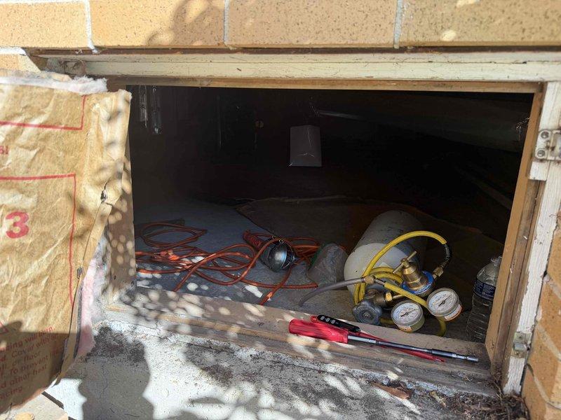 Completed comprehensive maintenance agreement service on two furnace systems and one humidifier unit. Performed thorough inspections of both heating systems, replaced air filters (16x25x1 and 14x25x1), and verified proper operation of all equipment. Accessed crawl space utility area to inspect HVAC components, checked humidifier functionality, and documented equipment conditions with photographic records for maintenance files.