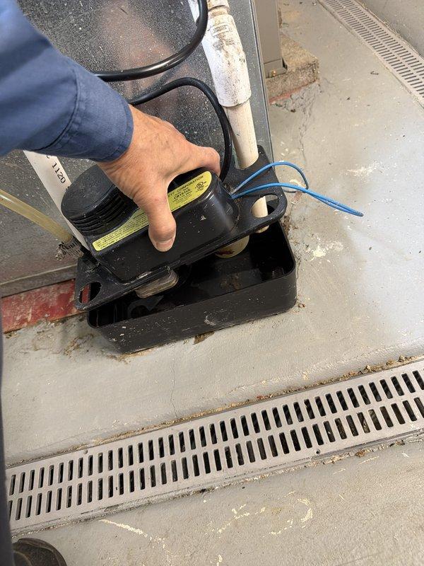 Completed preventive maintenance agreement inspection on furnace system. Performed diagnostic testing of system components using electronic measurement tools and inspected condensate drain pan, which showed evidence of water staining and residue buildup from normal operation. All equipment photographed and documented for service records, with system found operating within normal parameters.