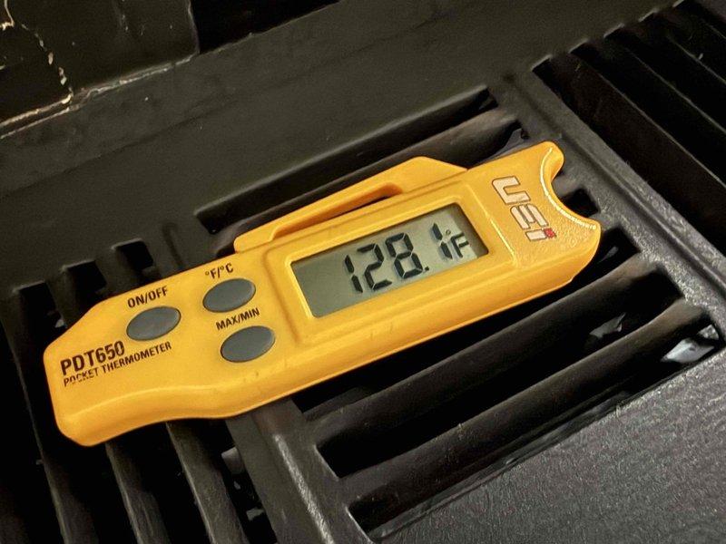 Completed comprehensive cooling check and tune-up on single furnace system per maintenance agreement. Verified system operation with supply air temperature reading of 128.1°F and measured electrical draw of 76.7 amps, confirming equipment is functioning within normal operating parameters.