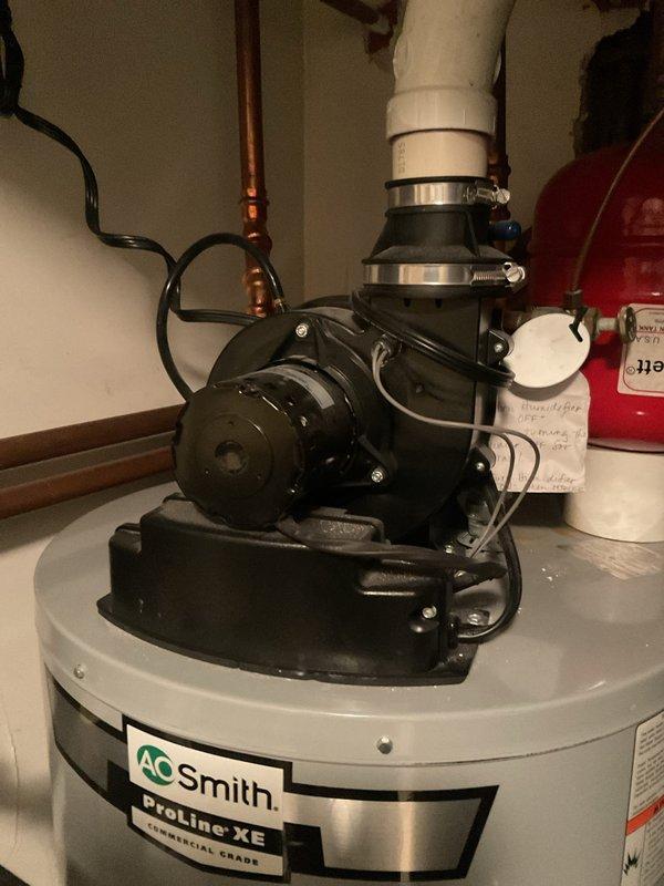 Performed scheduled maintenance on a Carrier Infinity gas furnace, an A.O. Smith ProLine XE power-vent water heater, and a humidifier, including replacement of the 20x25x1 air filter and the 990-13 humidifier pad. Inspected the furnace cabinet, PVC intake and exhaust piping, wiring, and ductwork connections, as well as the water heater's power vent blower assembly, venting, supply piping, and expansion tank. Equipment was found in good condition with no visible rust, leaks, or damage, and all components were left operational.