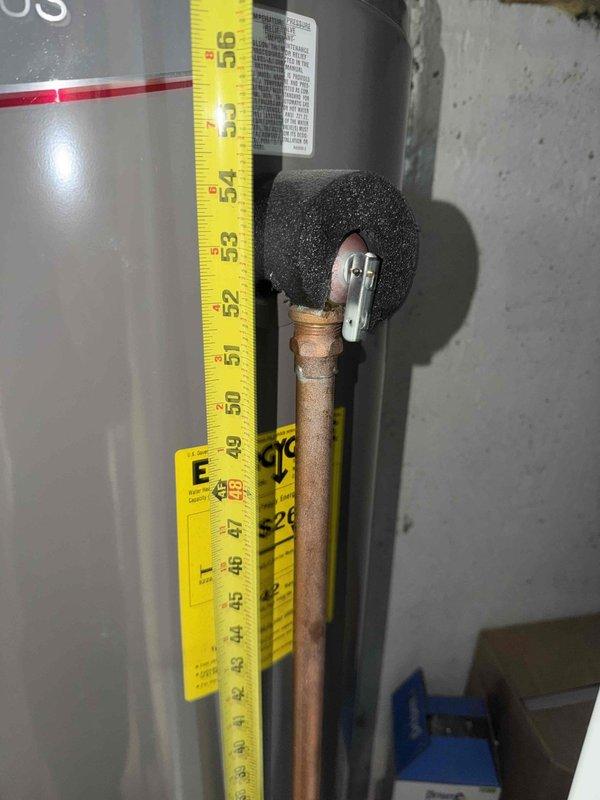 Performed scheduled maintenance on one furnace and one humidifier, including replacement of the 20x25x1 return air filter. During the visit, documented the adjacent gas water heater installation, verifying the yellow corrugated flexible gas connector, black iron gas piping with union and capped nipple, and gas control valve, with no visible rust, leaks, or breakage. Confirmed the T&P relief valve discharge piping is insulated and routed properly, and that the tank is seated in a drain pan.