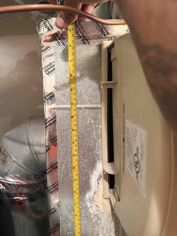 Performed annual maintenance on two furnaces, two humidifiers, and a water heater, including replacement of 16x25x1 filters and #10 and #35 humidifier pads/GS components. Inspected and removed the flame sensor for evaluation, and checked ductwork connections and foil-taped seams in the equipment area. Investigated the reported air conditioning performance issue, as the system was failing to reduce supply temperature below 80°F, and evaluated the system for cooling operation.