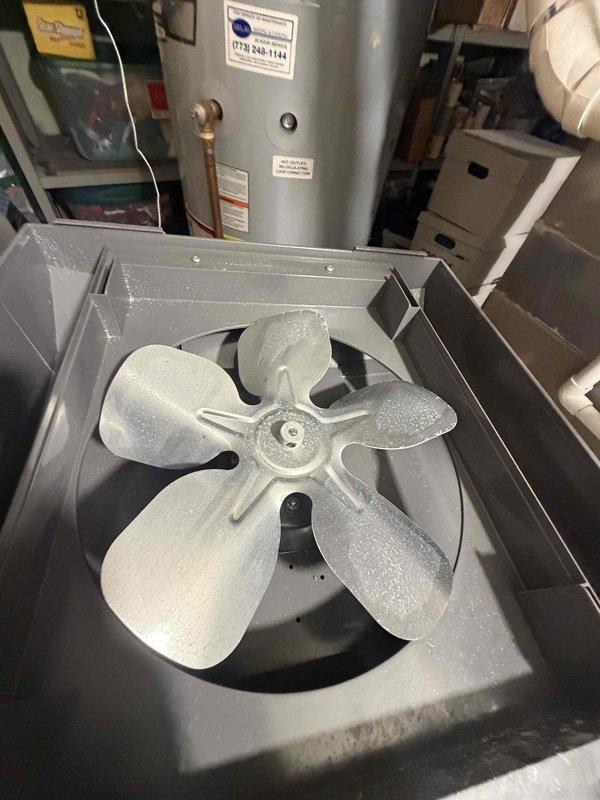 Performed scheduled maintenance on two gas furnaces, two humidifiers, and one water heater, including inspection of the furnace cabinets, condensate and venting PVC, ductwork, and the blower assembly. Verified safe, proper operation of all equipment and confirmed the 16x25x4 media filter is due for replacement (filter supplied separately).