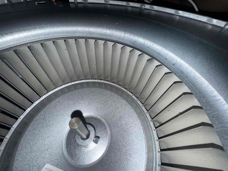 Performed maintenance on one gas furnace, including cleaning and inspection of the blower assembly and verification of operating pressures with a digital dual-port manometer. The blower wheel was cleaned of dust and residue and found free of damage, rust, or corrosion, and the unit was returned to normal operation.