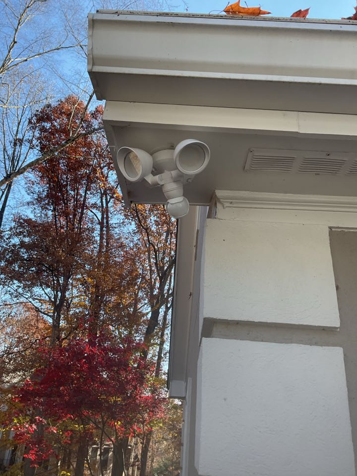 Install coaxial cable splitter, install flood light, install ground clamps for water heater 