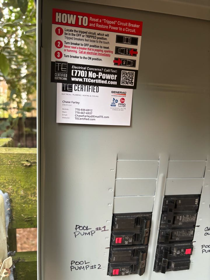 Install pool sub panel 