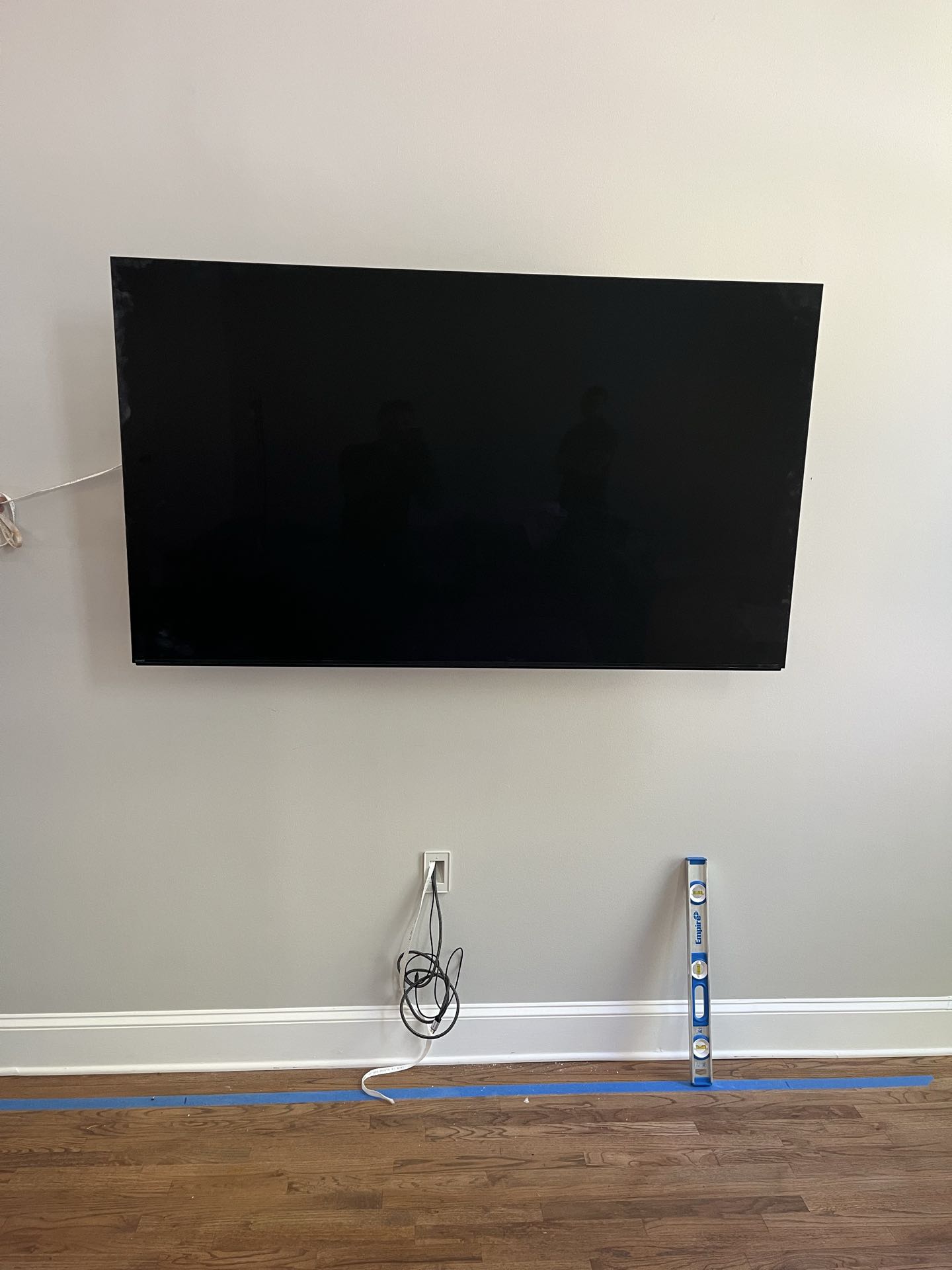 Mount TV, installed new receptacle, run wires