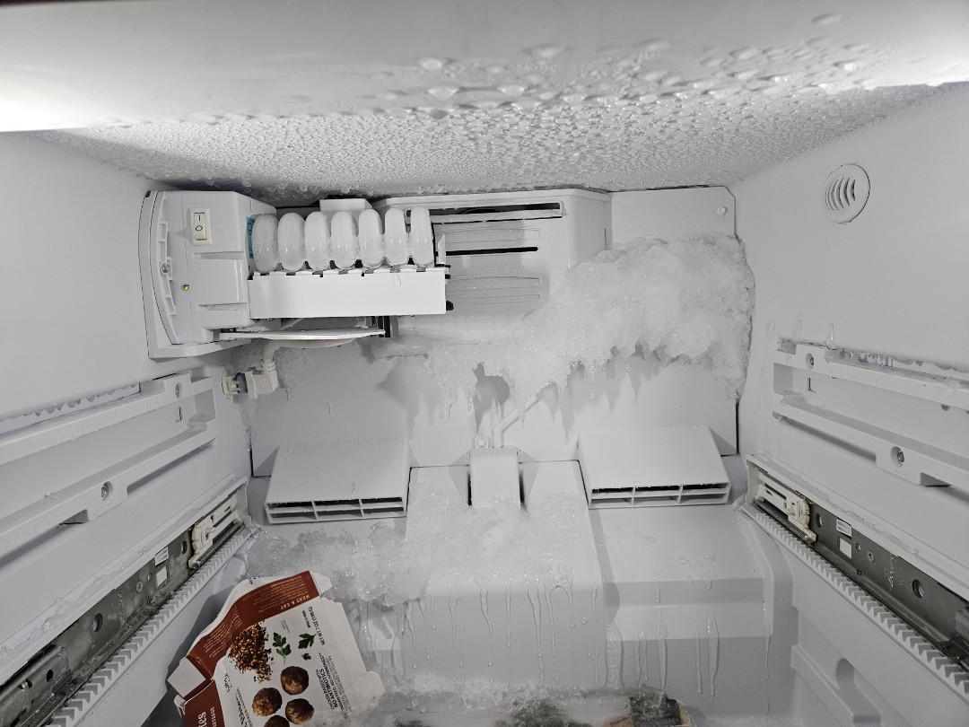 One of the down sides to a bottom-freezer fridge, is the inability to see if any food items have shifted to someplace that prevents proper appliance operation. 
