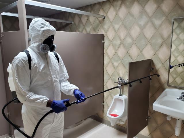 We are helping clients that want to protect against covid-19. We are using electrostatic sprayers that use positive and negative charge to make disinfecting solutions. The disinfectant sticks to targeted surfaces no matter which angle we disinfect. The system is and more efficient than traditional wiping guaranteeing more surfaces to receive the proper treatment and its safe for people, pets and plants. This facility is ready within minutes of application. We are helping clients that want to protect against covid-19. We are using electrostatic sprayers that use positive and negative charge to make disinfecting solutions. The disinfectant sticks to targeted surfaces no matter which angle we disinfect. The system is and more efficient than traditional wiping guaranteeing more surfaces to receive the proper treatment and its safe for people, pets and plants. This facility is ready within minutes of application.