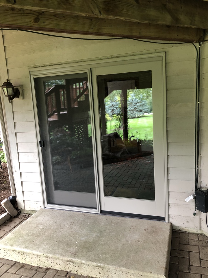 St. Charles, IL - Marvin aluminum clad French style sliding door on walk out basement St. Charles, IL - Marvin aluminum clad French style sliding door on walk out basement