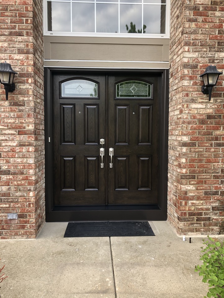 Plainfield, IL - Provia double doors with bronze aluminum trim Plainfield, IL - Provia double doors with bronze aluminum trim
