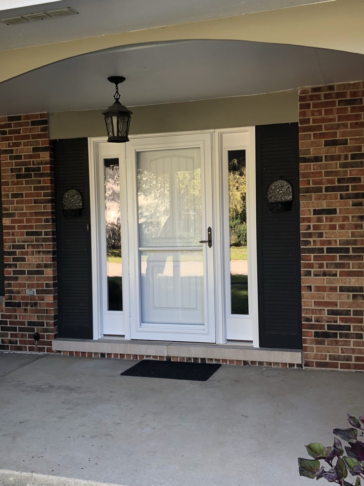 Lisle Township, IL - Albany entry door with sidelights with a provia spectrum storm door Lisle Township, IL - Albany entry door with sidelights with a provia spectrum storm door