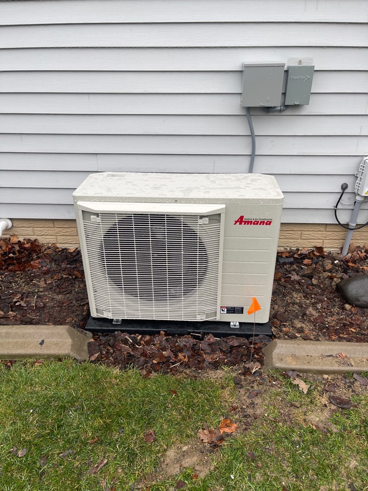 Installed Amana modulating furnace and variable speed inverter driven s-series cooling system.