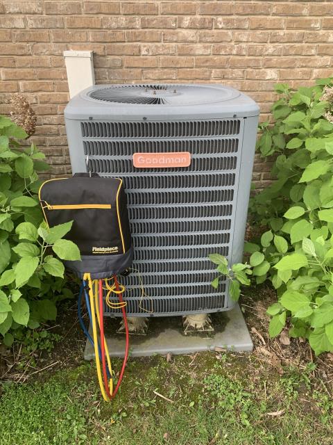 Springboro, OH - I completed the spring tune up on a Goodman air conditioner. I visually inspected the furnace. Checked voltage and amps. I inspected the evaporator coil. I checked the temperature difference across the coil. Checked refrigerant charge, voltages and amps. I rinsed the condenser coils with water. Cycled and monitored the system. Operating normally at this time.
Springboro, OH - I completed the spring tune up on a Goodman air conditioner. I visually inspected the furnace. Checked voltage and amps. I inspected the evaporator coil. I checked the temperature difference across the coil. Checked refrigerant charge, voltages and amps. I rinsed the condenser coils with water. Cycled and monitored the system. Operating normally at this time.