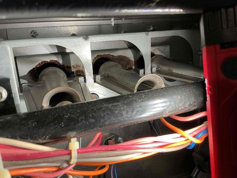 Performed scheduled NAT Heating maintenance visit. Inspection revealed significant rust and corrosion on heat exchanger tubes within the furnace. Examined electrical connections and verified proper wiring of control board, pressure switches, and blower assembly.