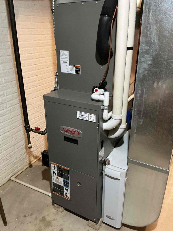 Performed routine maintenance on 14-year-old Lennox gas furnace. Inspected electrical components including circuit boards and wiring connections. System is functioning within manufacturer parameters with no immediate concerns identified.