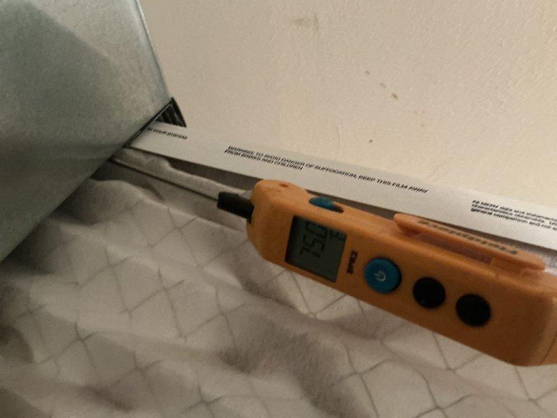 Performed comprehensive preventative maintenance on 2-year-old furnace. Conducted gas pressure testing with Fieldpiece manometer (reading 004/466) to verify proper operation. Measured supply air temperature (59°F) to confirm heating performance within specifications. All systems functioning correctly with no issues identified.