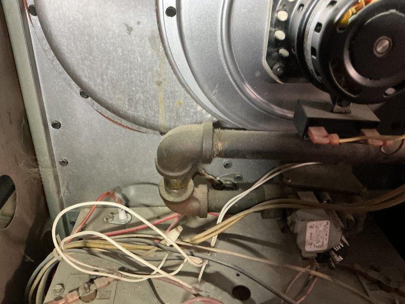 Responded to no heat call for 2002 Goodman furnace. Inspected unit and found system operational with proper combustion visible at burners. Checked flame sensor, ignition sequence, and blower motor functionality. Performed visual inspection of condensate drainage system and electrical connections. Customer advised that furnace is nearing end of expected service life; provided quote for replacement unit as requested.