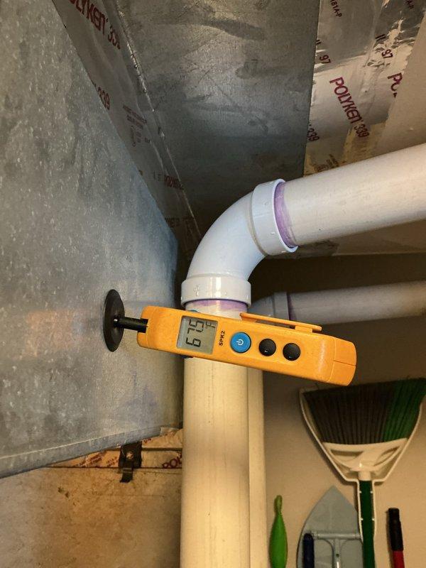 Responded to no heat complaint with furnace short cycling. Performed pressure testing using Fieldpiece manometer which revealed inadequate gas pressure. Inspected PVC venting system with digital gauge showing 67.5 reading. Diagnosed and corrected pressure switch circuit issue that was causing the system to short cycle, restoring proper heating operation.