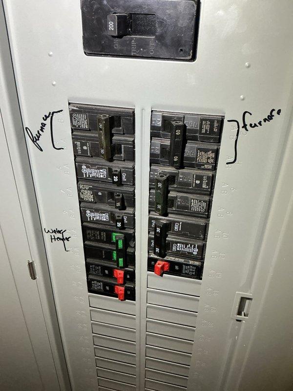 Replaced undersized 30-amp breaker with required 60-amp miniature circuit breaker (UEb1-70602800) in 16-year-old furnace electrical system. Inspection revealed significant oxidation and corrosion on interior metal components, likely contributing to electrical issues. System now operating with properly rated circuit protection.