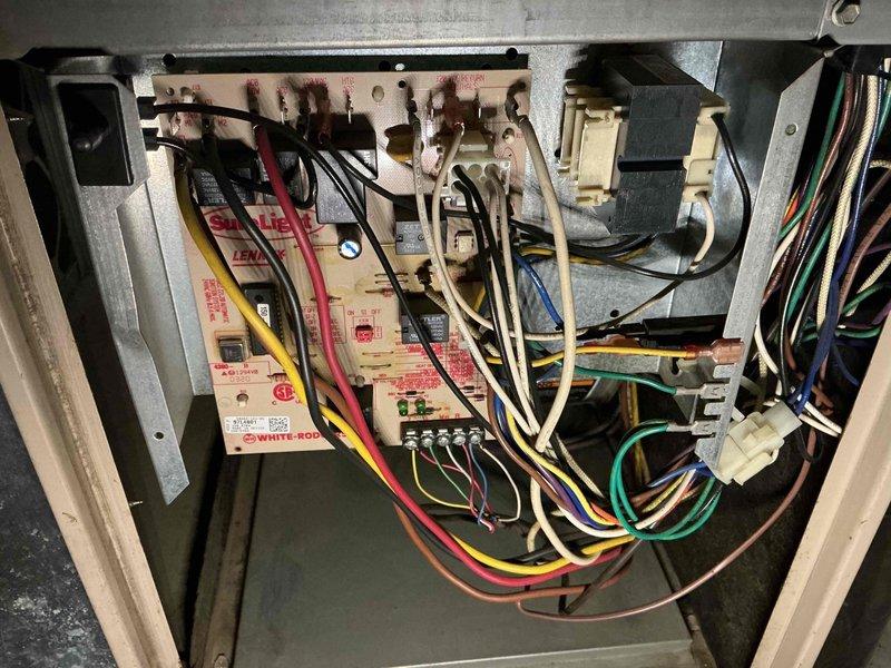 Performed scheduled MVP maintenance on Lennox furnace system. Inspected and cleaned control board components, checking all electrical connections and wiring. Examined ductwork integrity and filter housing, ensuring proper installation and function of all system elements.