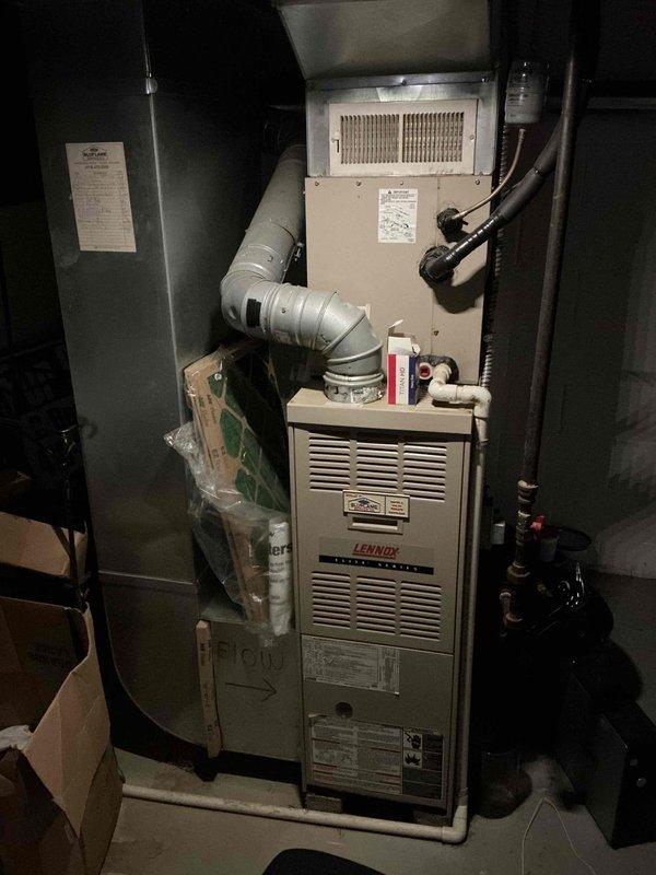 Performed scheduled MVP maintenance on Lennox furnace system. Inspected and cleaned control board components, checking all electrical connections and wiring. Examined ductwork integrity and filter housing, ensuring proper installation and function of all system elements.