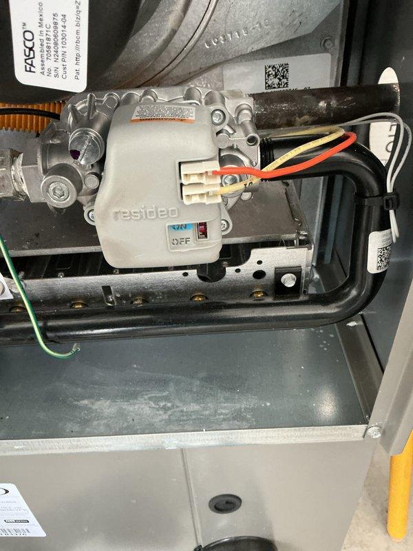 Performed annual heating maintenance service on customer's 1-year-old system. Conducted gas pressure testing with Fieldpiece digital manometer (reading 0.09" WC) and inspected gas valve assembly for proper operation. Visual inspection of blower wheel, electrical connections and control components showed all systems functioning within normal parameters.