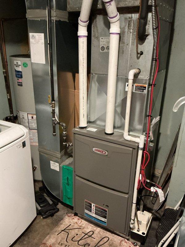Responded to no-heat call for a 2-year-old Lennox furnace system. Diagnostic inspection revealed faulty control board causing system failure. Replaced control board, reconnected all wiring harnesses according to manufacturer specifications, and verified proper system operation through complete heating cycle test. Unit now functioning normally and maintaining appropriate temperature.