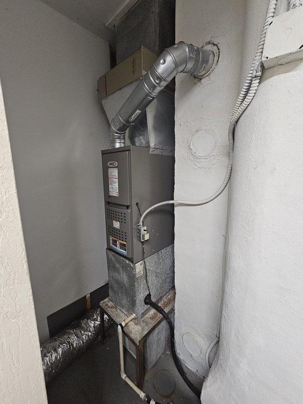Successfully installed an 80% DF 70kbtu furnace with required metal spacer and Honeywell T6 WiFi thermostat. Properly leveled the unit during installation and connected to existing ductwork with appropriate ventilation piping. Job was financed with all connections verified for proper operation.