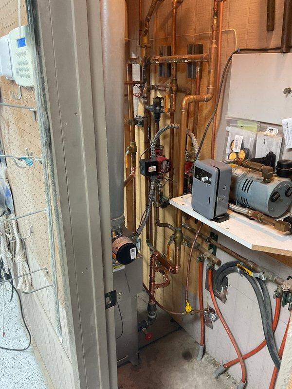 Completed installation of a new Lennox boiler system with LP kit, including comprehensive repiping of gas, water, and electrical connections. Installed two WiFi-enabled Honeywell smart thermostats, new expansion tank, and verified system levelness during setup. System includes 5-year parts warranty, 1-year labor warranty, and 2-year maintenance agreement.